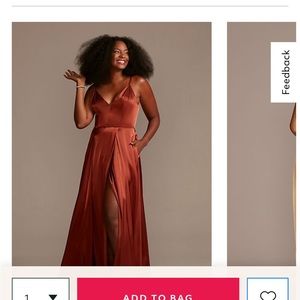 Galina Signature - charmeuse deep v-neck a-line bridesmaid dress